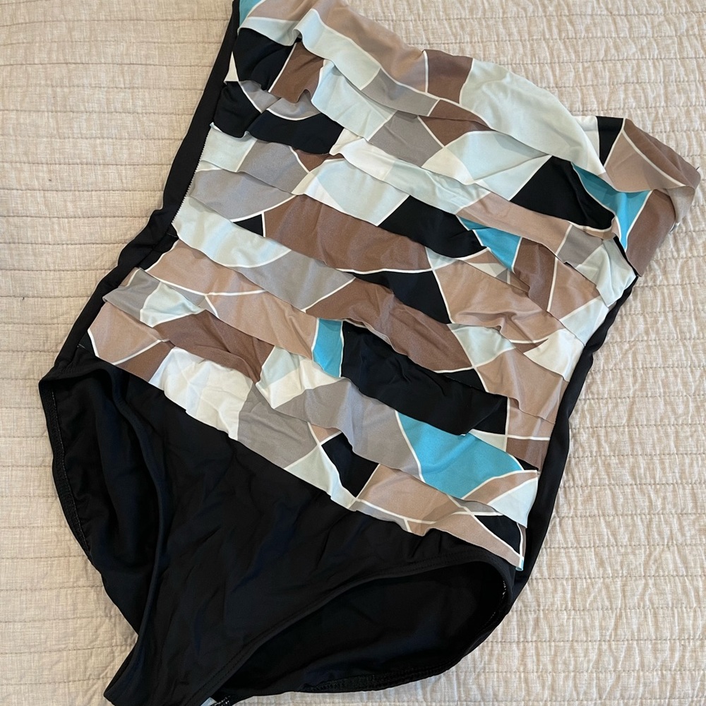 Magicsuit Ruffle Geometric Swimsuit